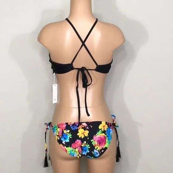 PILYQ tasseled embroidered bikini set. D-cup/M-bottom. NWT